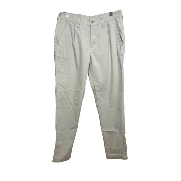 Adidas Men’s Pants 30 x 34 Light Beige Cargo Pocket Logo Pleated Pockets Loops - Picture 1 of 16